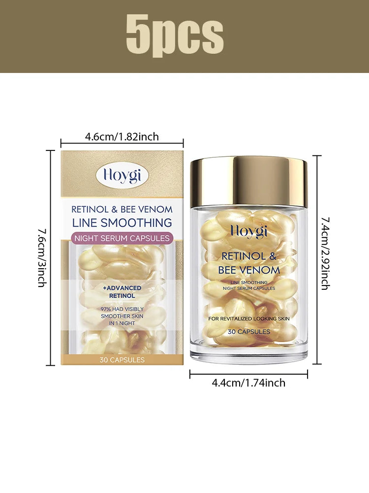 Hoygi Retinol Bee Venom Facial Capsules Gently Moisturize Facial Skin, Tighten and Improve Skin Quality, Moisturizing Capsules