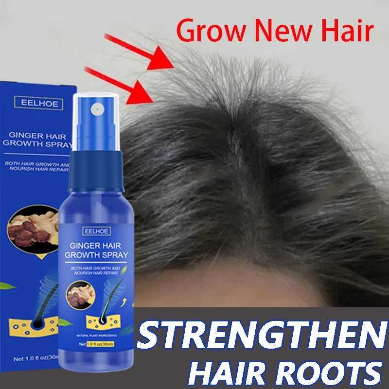 Ginger Hair Growth Serum Spray Anti Loss Regrowth Hair Growth Oil Essence Scalp Massage Moisturizing Nourish Hair Care Men Women