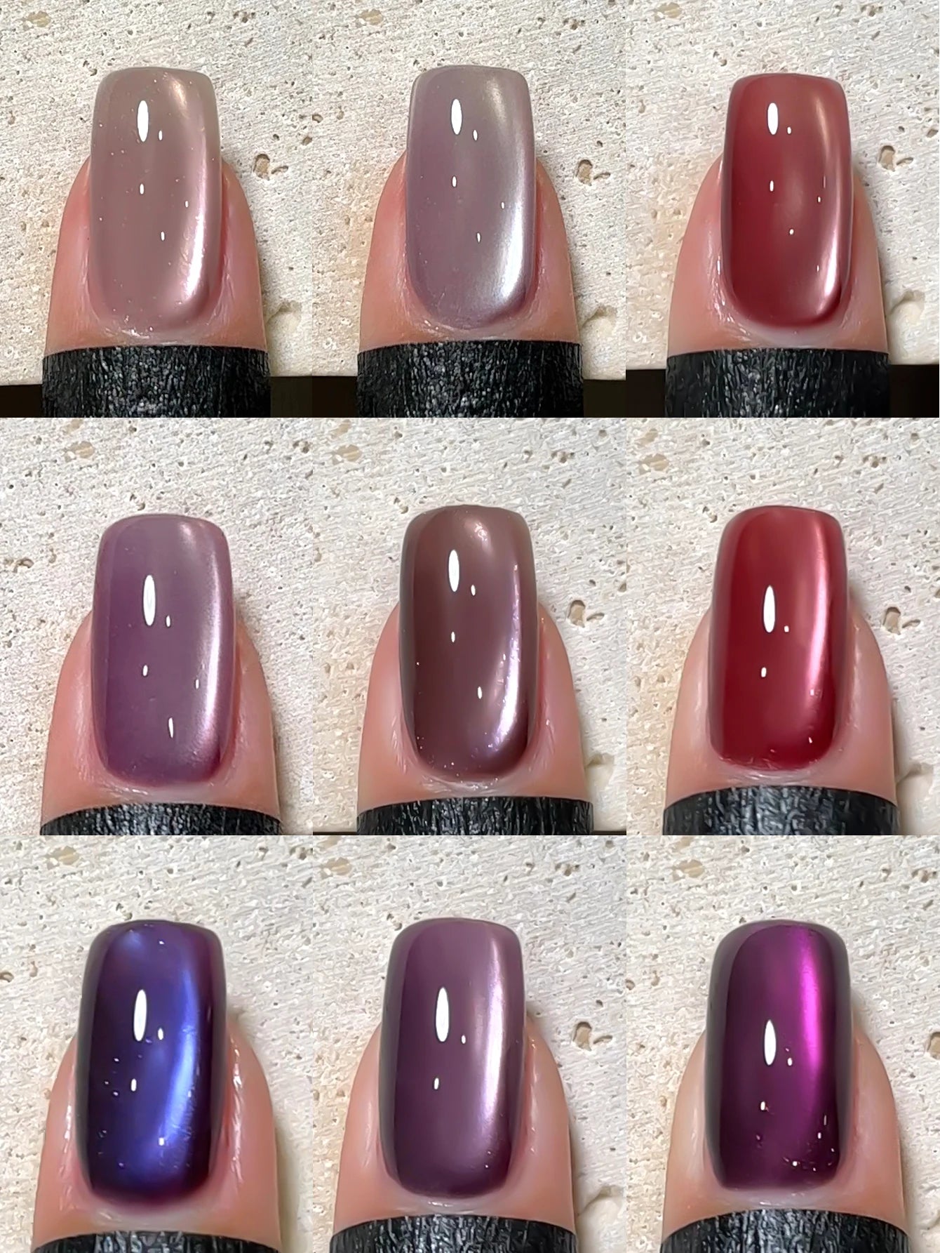 XEIJAYI 9Pcs 15ML Purple Cat Eye Nail Polish Gel Set UV Gel Soak Off Nail Magnetic Gel Polish Nail Art DlY For Salon At Home
