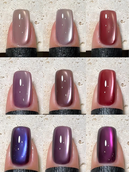 XEIJAYI 9Pcs 15ML Purple Cat Eye Nail Polish Gel Set UV Gel Soak Off Nail Magnetic Gel Polish Nail Art DlY For Salon At Home