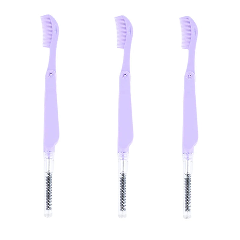 3PCS Stainless Steel Dual-Ended Eyelash Comb & Eyebrow Brush – Makeup Artist-Recommended Beauty Tool