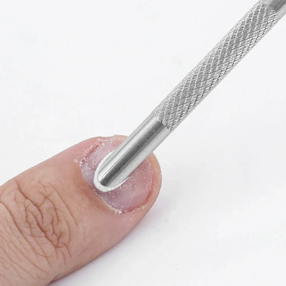 Nail Double-ended Use Stainless Steel Circle Beveled Head Cuticle Pusher Remover Professional Manicure Sticks File Nail Art Tool