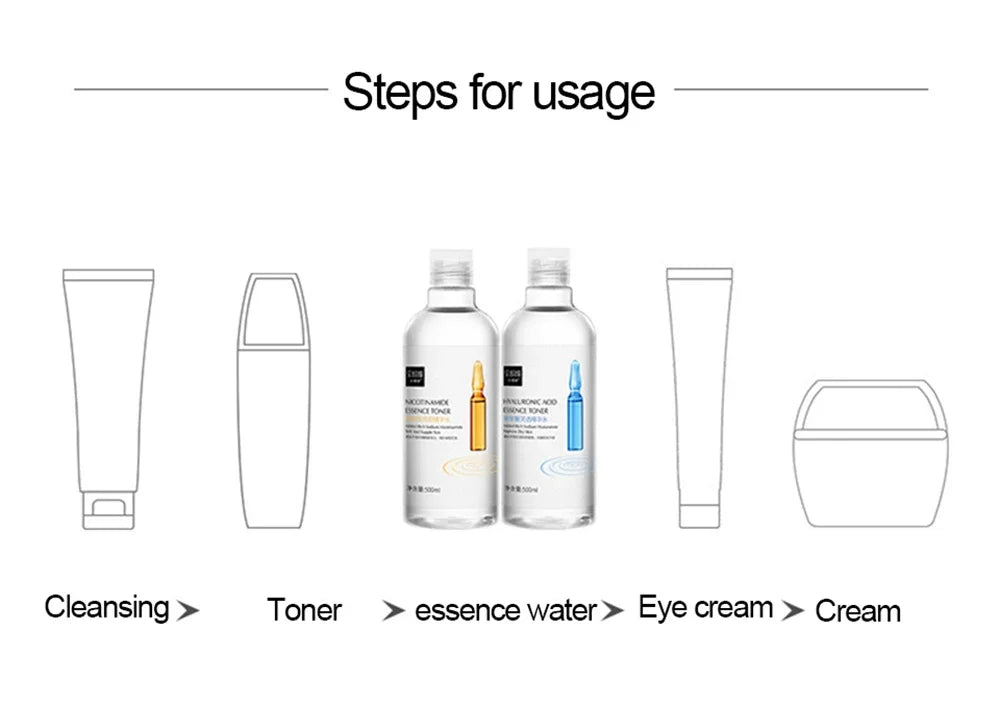 a 500ml  Large Capacity Essence Water Niacinamide Improve Dull Hyaluronic Acid Moisturize Dry Skin Facial Beauty Care Toner