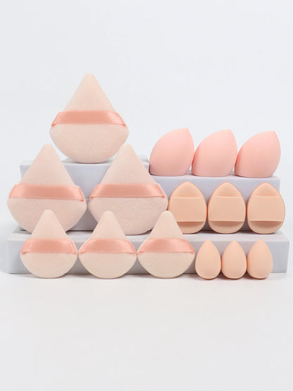 Multi Effect 15 Piece Set 3 Loose Powder Puffs&3 Mini Loose Powder Puffs&3 Medium-Sized Eggs&3 Mini Eggs&3 Air Cushions. Founda