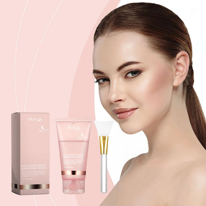 2pcs Collagen Overnight Facial Mask Deep Pore Cleansing Peel off Oil Control Turmeric Night Face Mask for Skin Care