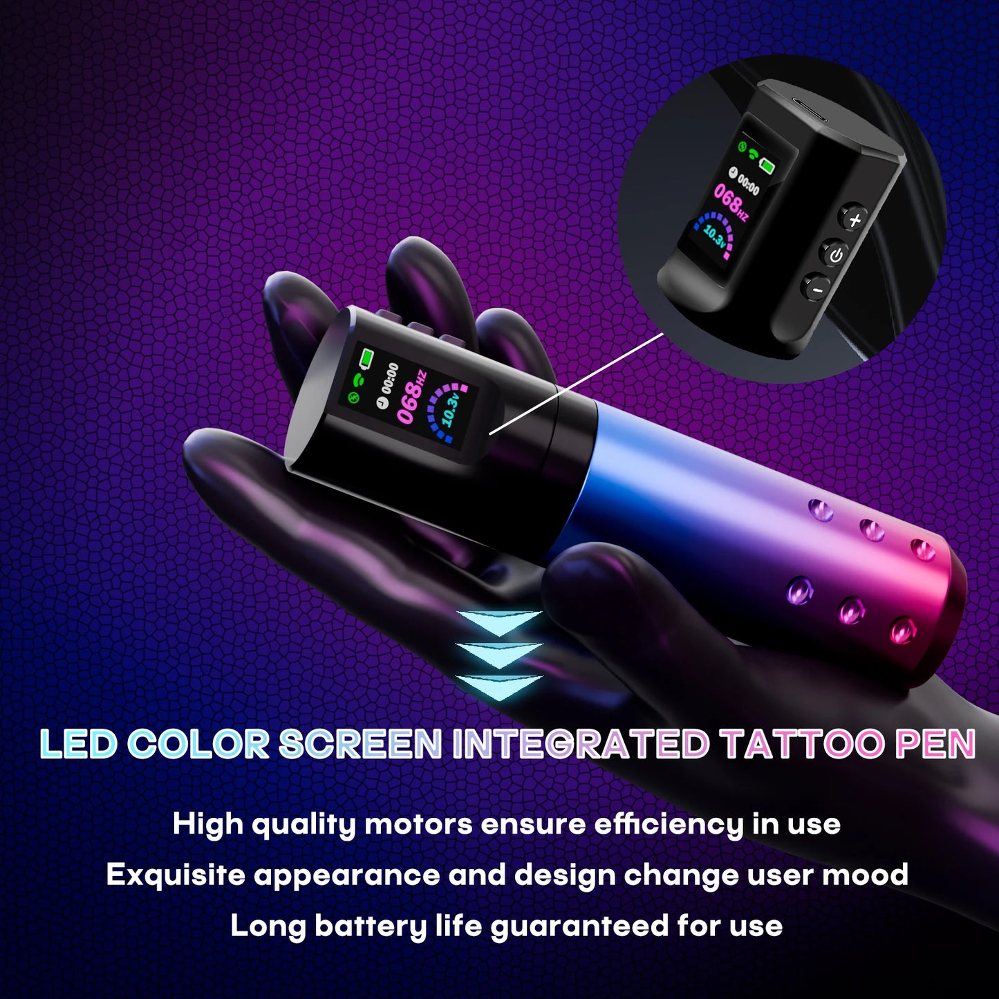 Tattoo Kit POSEIDON New Gradient Tattoo Pen Kit For Permanent Makeup Tattoo Machine Kit Wireless Tattoo Power Supply Tattoo Kit