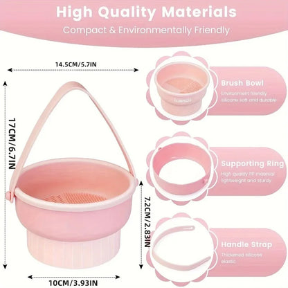 3-In-1 Silicone Makeup Brush Cleaner Mat Cosmetic Brush Cleaning Tool with Drying Rack Beauty Organizer Kit for Makeup Lovers