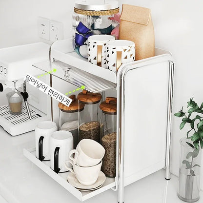 Desktop Organizer Storage Cabinet Cosmetics Storage Box Dustproof Mug Tea Set Coffee Drawer Storage Rack Countertop Organizer