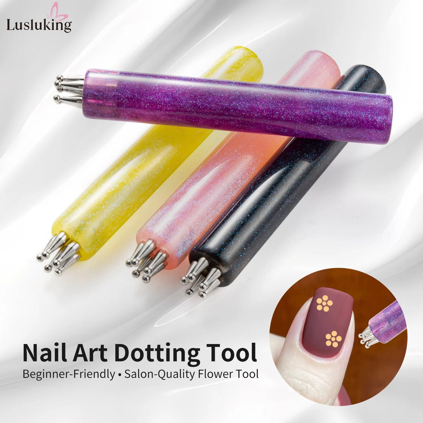DIY Nail Art 5-Petal Dotting Tool Flower Creator 1.8mm Fine Tip Rhinestone Pickers Glitter Handle Manicure Nail Tools Brushes
