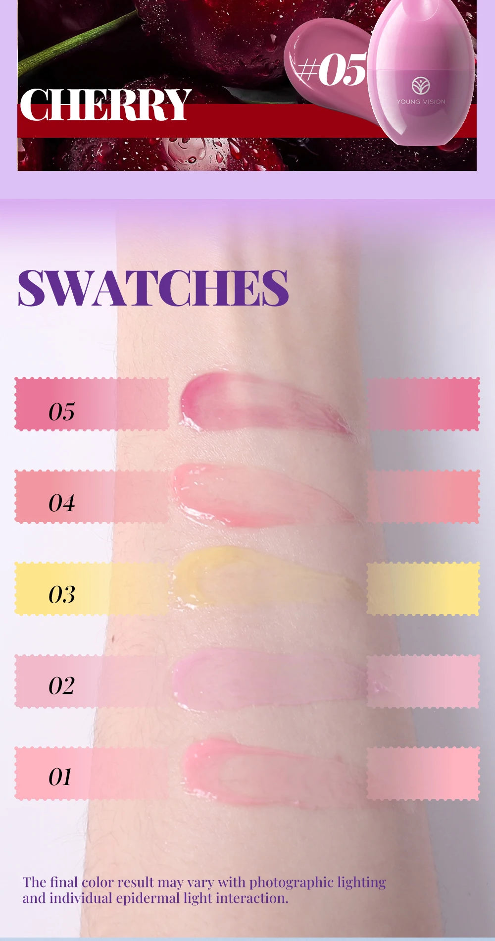 5-Color Lip Mask - Cherry & Strawberry Scented Jelly, Moisturizing Lip Care, Repair & Fade Lip Lines, For Lipitis Relief