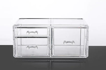 Table Transparent Plastic Makeup Organizer Multi-type Drawers Skincare Product Storage Box 3 Layers Case