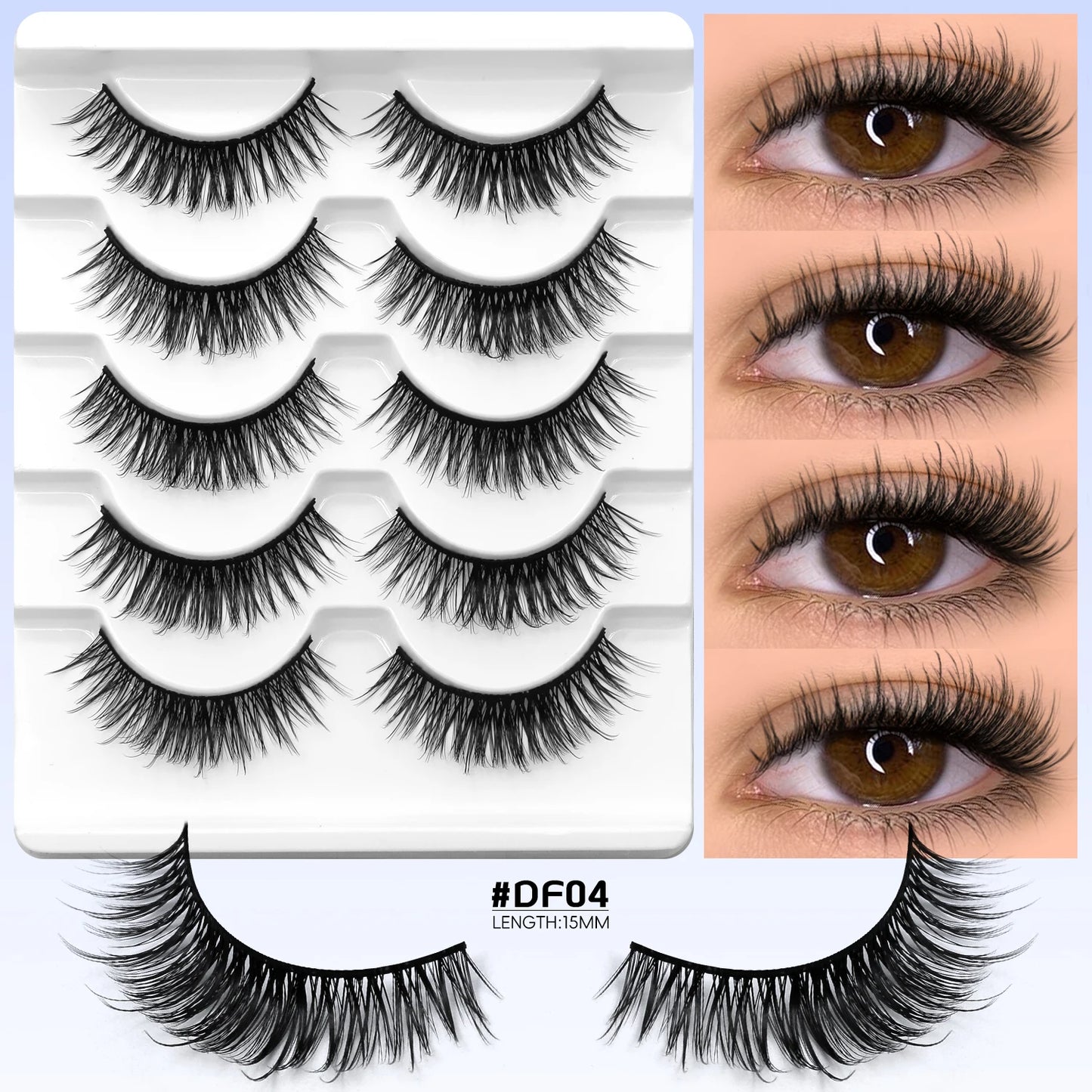 VELTRINAY Half Lashes Natural Cat Eye Eyelashes Wispy False Eyelashes 3D Volume Strip Natural Lashes Fake Eyelashes Makeup
