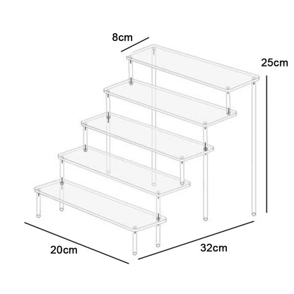 1-4 Tier Acrylic Display Stand Durable Display Rack For Cupcake Perfume Doll Transparent Trapezoidal Blind Box Storage Shelf