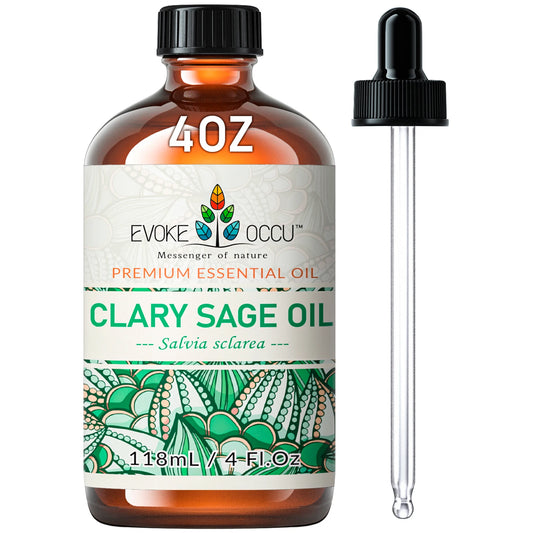 EVOKE OCCU Clary Sage Essential Oils, 118ML/4 Fl.Oz. Premium Plant Oil for Diffuser Humidifier DIY Candle Soap Making Massage