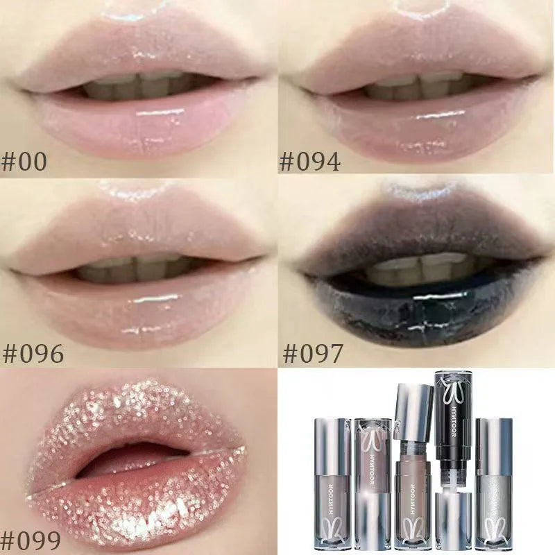 5pcs/2pcs HYNTOOR Makeup Set Gothic Eyeshadow Lip Gloss Mirror Lipstick Pure Black Silver Fine Flash Makeup Halloween Christmas