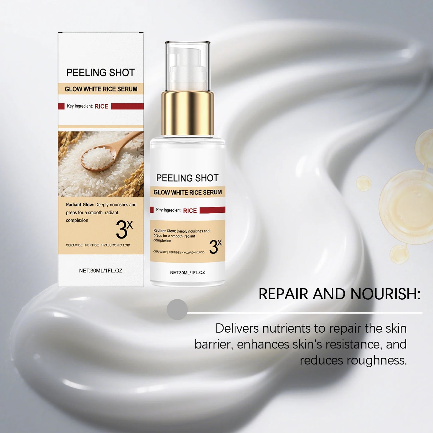 Glow Brightening Rice Essence Moisturizing Nourishing Even Skin Tone Improves Dullness Oil-Control Brightening Serum Skincare