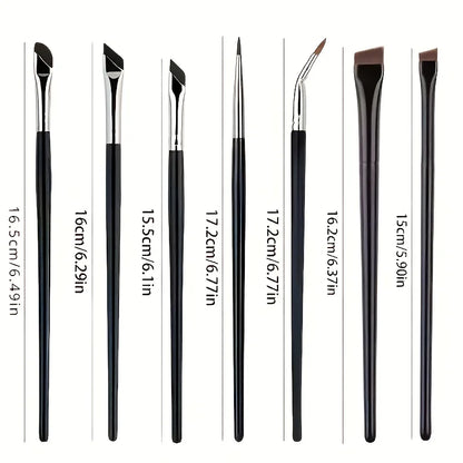 7 combination precision detail makeup brushes, eyeliner and eyebrow brush sets, with ultra-thin eyebrow and lower eyelid brushes