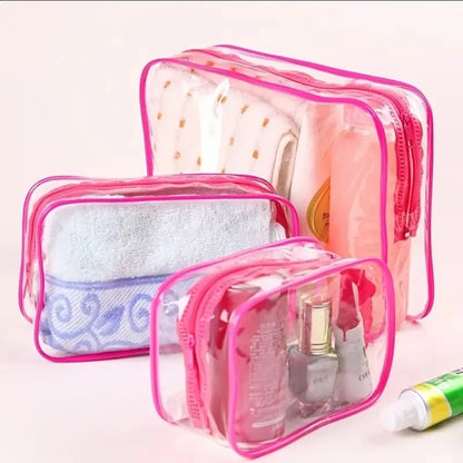 Simple Transparent Cosmetic Bag PVC Waterproof Clear Makeup Storage Case Travel Make Up Organizer Pouch Bath Toiletry Wash Bag