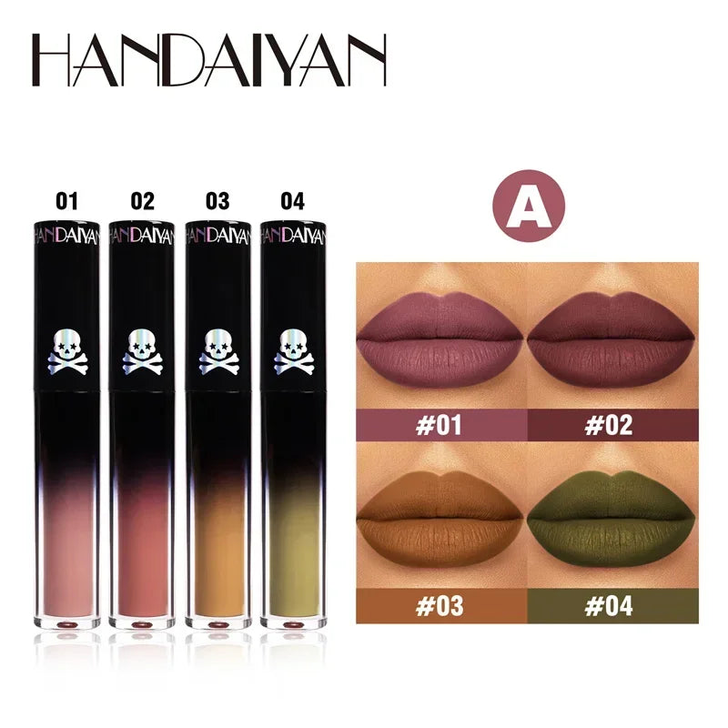 New Black Velvet Lipsticks Halloween Dark Matte Lip Gloss Set Moisturizing Lasting Waterproof No Fade Sexy Red Liquid Lipsticks