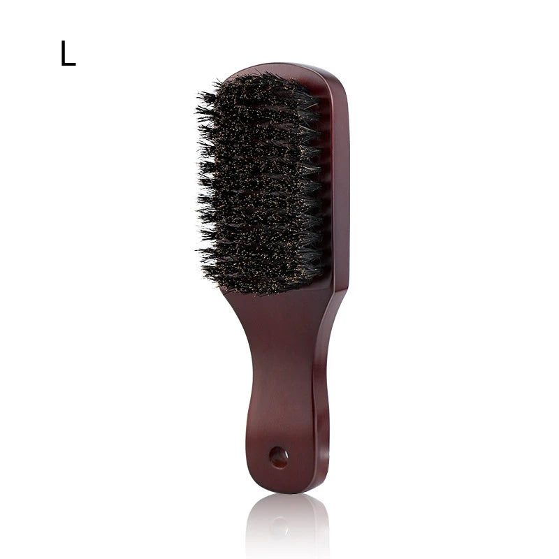Men Beard Brush Wood Handle Boar Bristle Moustache Cleaning Brush Hairdressing Anti Static Barber Hair Styling Comb Tool