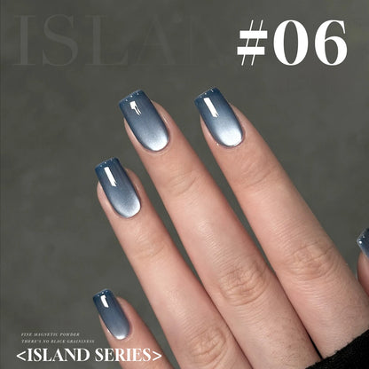 12ML 1-6PCS Blue Glass Bead Island Magnetic Moonlight Cat Eye Gel Nail Polish 2025 New Style Popular Gel Polish Nail Supplies