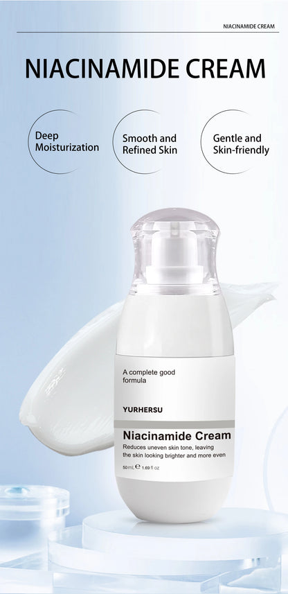 Niacinamide face cream, minimizes pores, moisturizes, suitable for oily skin, effectively hydrates.