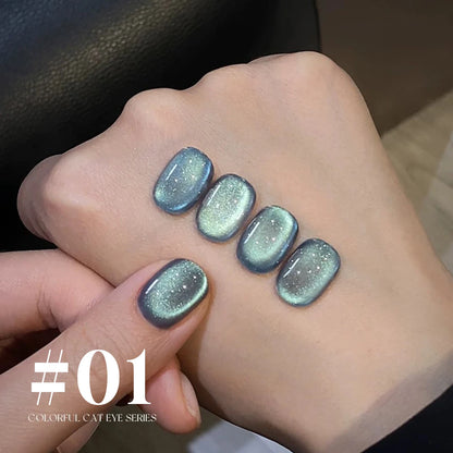 12ML 1-6PCS Summer And Autumn Island Glass Bead Magnet Cat Eye Gel Nail Polish Blue Nails Nail Art Nail Supplies