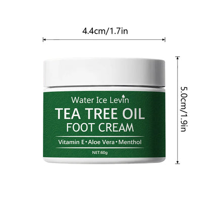 Water Ice Levin Tea Tree Oil Foot Cream – Vitamin E Aloe Vera Menthol Soothes Hydrates Feet Non-Greasy Fast Absorption 60g Net