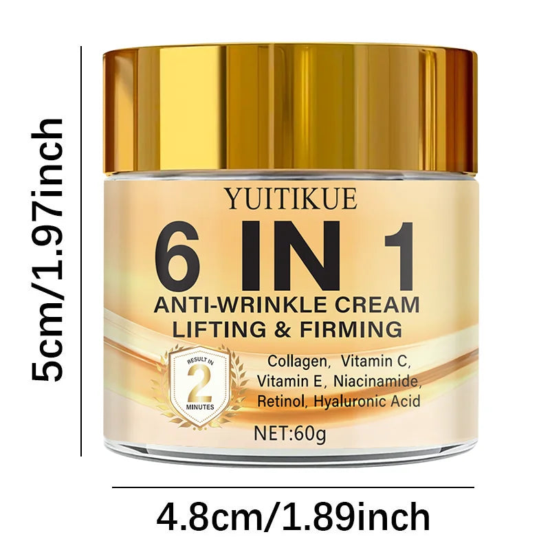 6-in-1 Anti-Wrinkle Cream 60g Quick Lifting & Firming with Collagen & Retinol Moisturizing Skin Smoothing Formula