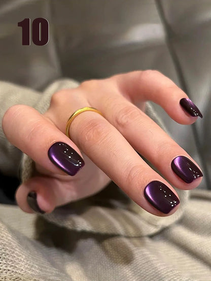 10ML 1-21PCS 2025 Autumn New Emerald Green Magnet Cat's Eye Gel Nail Polish Green Whitening Glass Bead Cat Eye Nail Polish