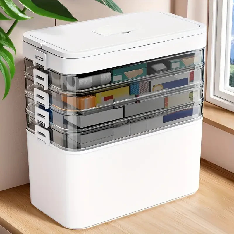 Large-Capacity Multi-Layer Medicine Organizer and How to Use It - Durable Waterproof Pill Box with Pill Storage, Suitable for Home and Travel Storage, Can Be Placed under the Bed, Easy to Carry, Suitable for Outdoor Travel Us