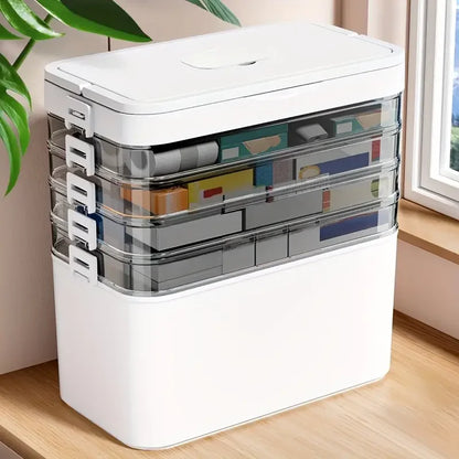 Large-Capacity Multi-Layer Medicine Organizer and How to Use It - Durable Waterproof Pill Box with Pill Storage, Suitable for Home and Travel Storage, Can Be Placed under the Bed, Easy to Carry, Suitable for Outdoor Travel Us