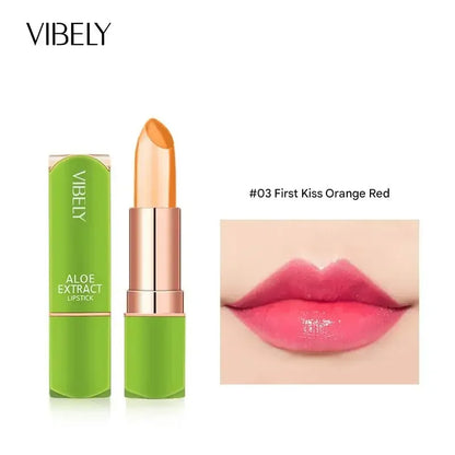 VIBELY Aloe Vera Moisturizing Lip Balm Thermochromic Jelly Lipstick Long Lasting Hydrating Lip Care Tint for Daily Use