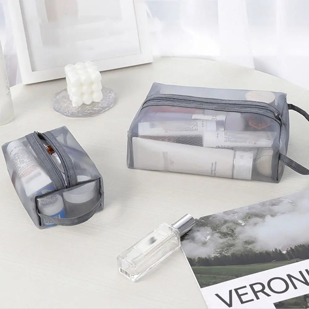 Mesh Toiletry Bag Travel Wash Bag Large Capacity Zipper Makeup Bag Skin Care Storage Bag Women Cosmetic Bag Korean Storage Bag