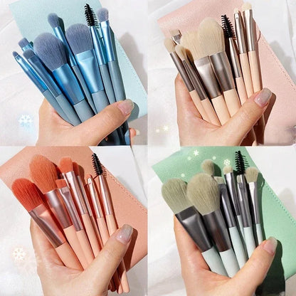 Portable 8Pcs Makeup Brush Set Soft Makeup Concealer Brush Blush Loose Powder Brush Eye Shadow Foundation Brush Beauty Tools