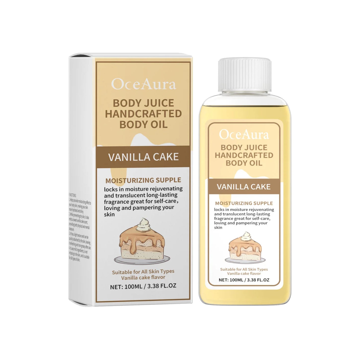 OceAura Vanilla Scented Body Oil Long Lasting Fragrance Moisturizing Skin Rejuvenation Coconut Oil Strawberry Body Massage Oil