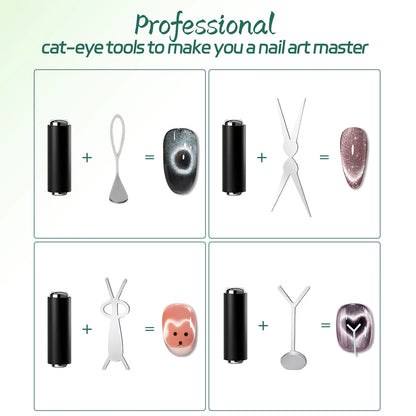 Nailpop Cat Eye Magnet Kit Silver DIY French Wide Rabbit Heart Nail Art Salon Professional Gel Polish Cat Eye Nail Tools 1 set