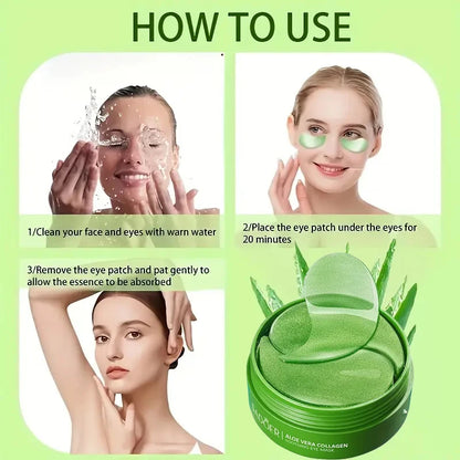 60pcs Aloe Vera Collagen Eye Mask Anti Dark Circles Removal Eyes Bags Moisturizing Anti-aging Wrinkle Eye Patches Eyes Skin Care