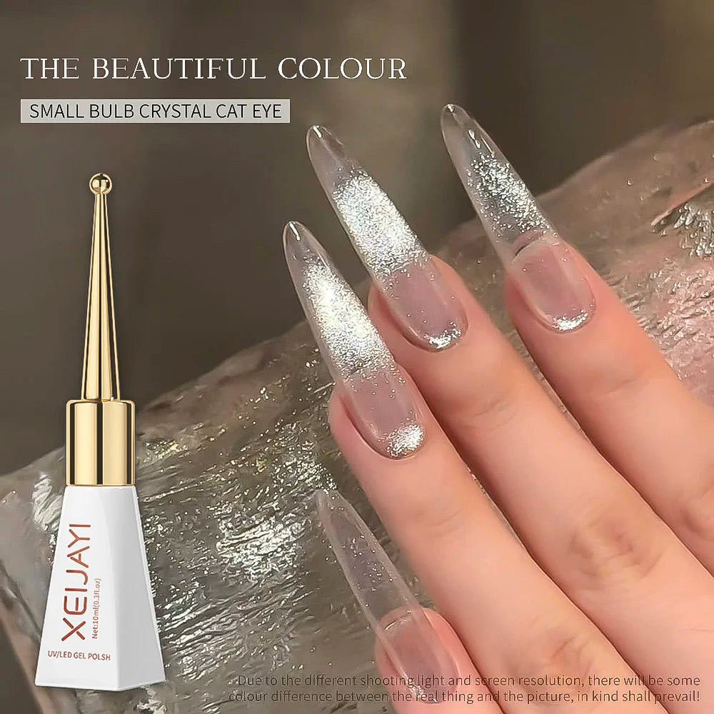 10ml Crystal Cat Eye's Magnetic Gel Nail Polish Reflective Glitter Cat Eye Gel Polish Nail Semi-permanent UV Gel Polish Manicure