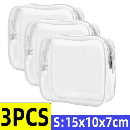 Travel Organizer Bath Toiletry Wash Storage Bag Case White Transparent Zipper Makeup Bags  Clear Pouch Women's Cosmetic Bag