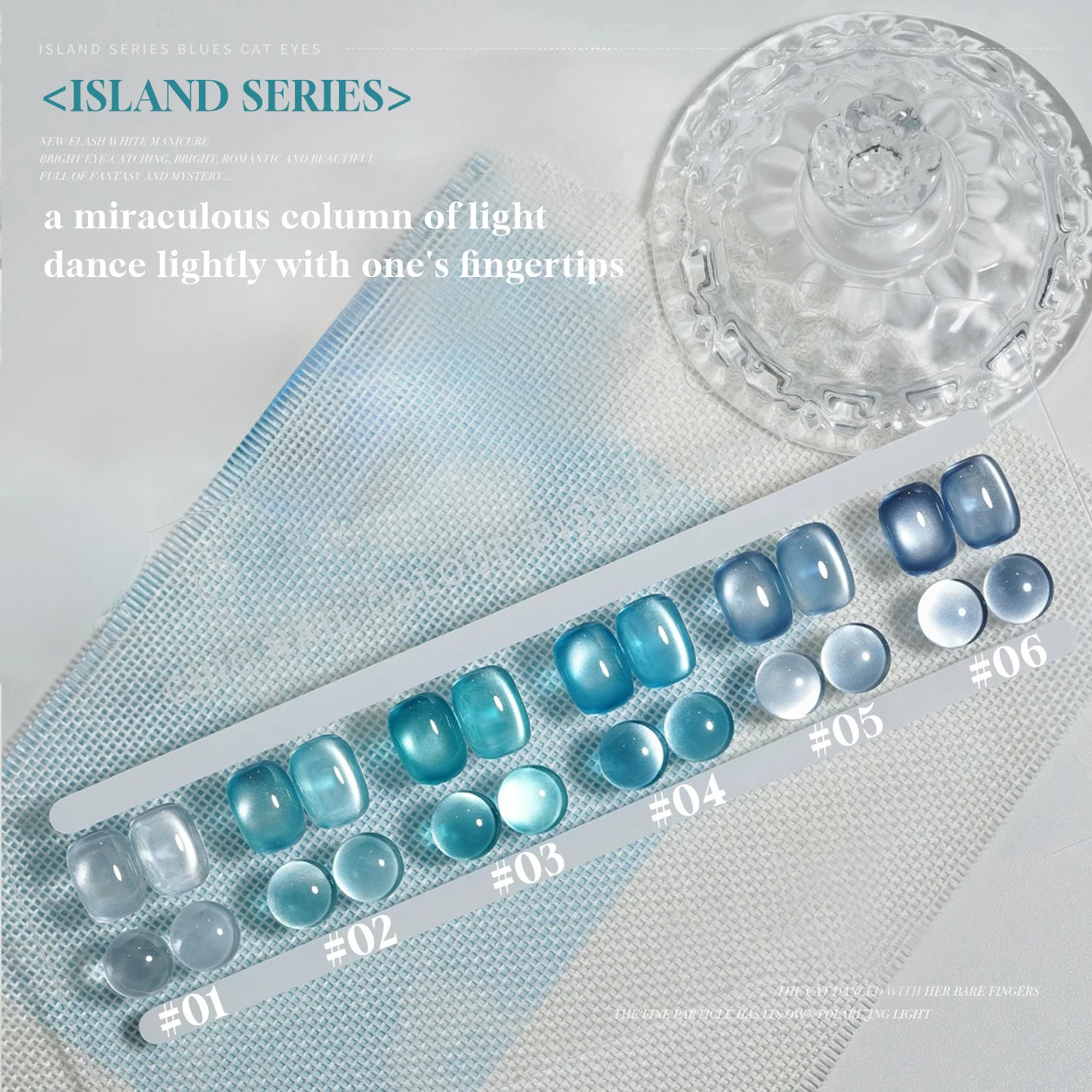 12ML 1-6PCS Blue Glass Bead Island Magnetic Moonlight Cat Eye Gel Nail Polish 2025 New Style Popular Gel Polish Nail Supplies