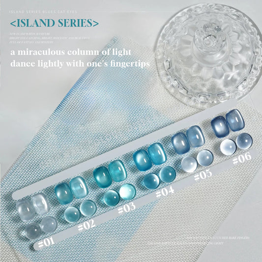 12ML 1-6PCS Blue Glass Bead Island Magnetic Moonlight Cat Eye Gel Nail Polish 2025 New Style Popular Gel Polish Nail Supplies