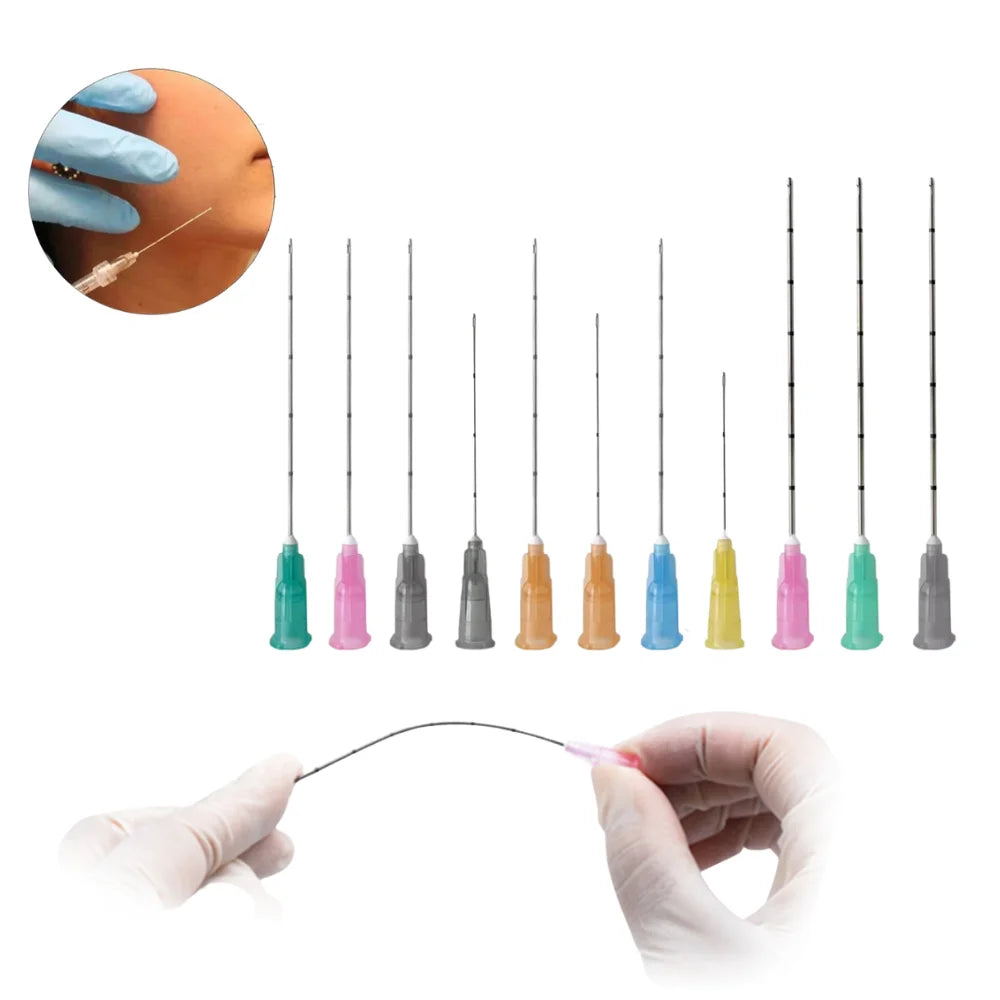 50PCS Sterile Microcannula 18g 21g 22g 23g 25g 27g 30g Blunt Tip Piercing Needles For Hypodermic Filler Injection 25/38/50/70mm