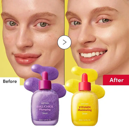 Bakuchiol Vitamin C Plumping Serum,Face Skin Anti-Aging Firming Moisturizing Brightening,Minimize Pore Dark Spot,Korean Skincare