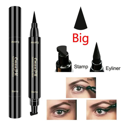 2 IN 1 Big Seal Stamp Liquid Eyeliner Pen Waterproof Double Head Eyes Liner Makeup Stamps Eye Liner Pencil Lasting Eye Cosmetic