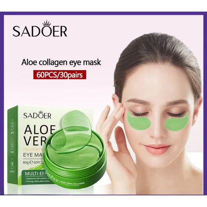 SAODER Aloe Vera Collagen Eye Mask Anti Dark Circles Eyes Bags Moisturizing Firming Eye Patches Eyes Skin Care Products 60pcs