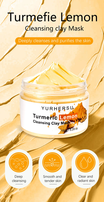 Turmeric and Lemon Deep Cleansing and Pore-Minimizing Clay Mask; Exfoliating and Brightening Clay Mask; Used for Skin Repair.