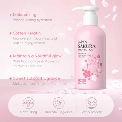 Laikou Cherry Blossom Body Lotion Moisturizing & Repairing  Winter Chapped Skin Care Moisturizing Without Greasiness 200g