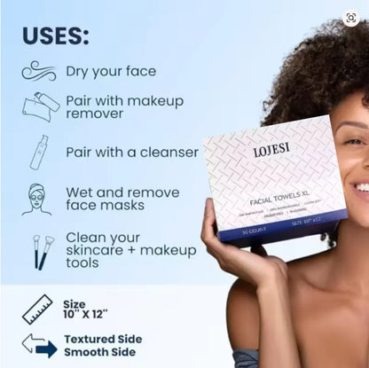 New Clean Skin Club Clean Towels Xl™, Disposable Face Towelette, Makeup Remover Dry Wipes 50 Sheet, 1 Box