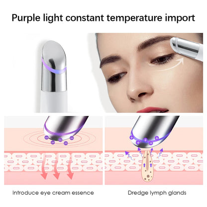 Eye Care Beauty Device Facial Massager 3 in 1 LED Photon Light Wand for Relax Eye Dark Circles Eye Bags Puffiness Skincare Tool